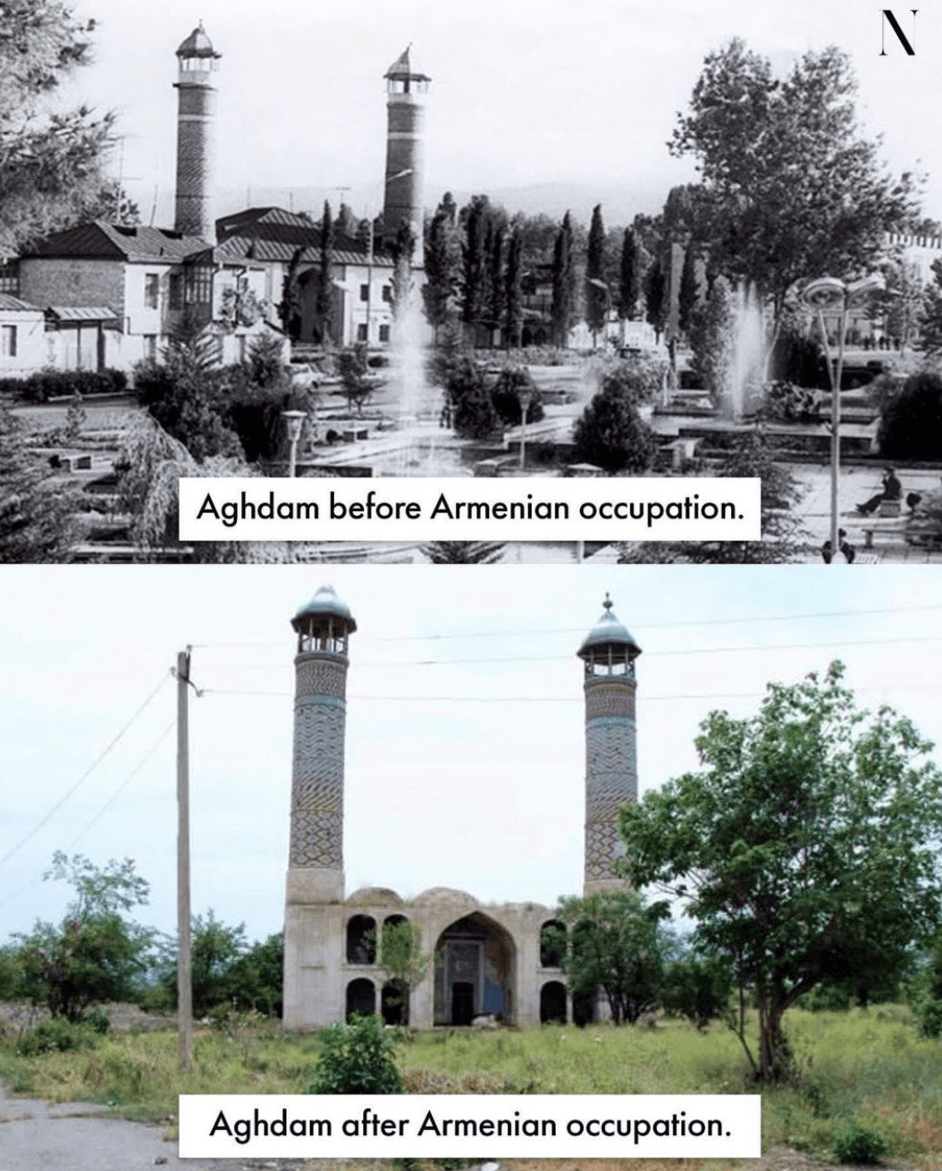 Aghdam before and after occupation